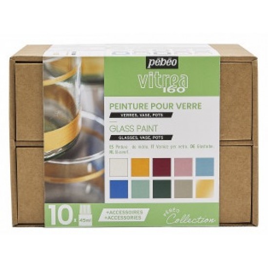 Pebeo Vitrail Glass Painting V160 Collection Set 10 x 45ml Solvent Based Paint 758462 C2 Pebeo Vitrail Glass Painting V160 Collection Set 10 x 45ml Solvent Based Paint 758462 C2